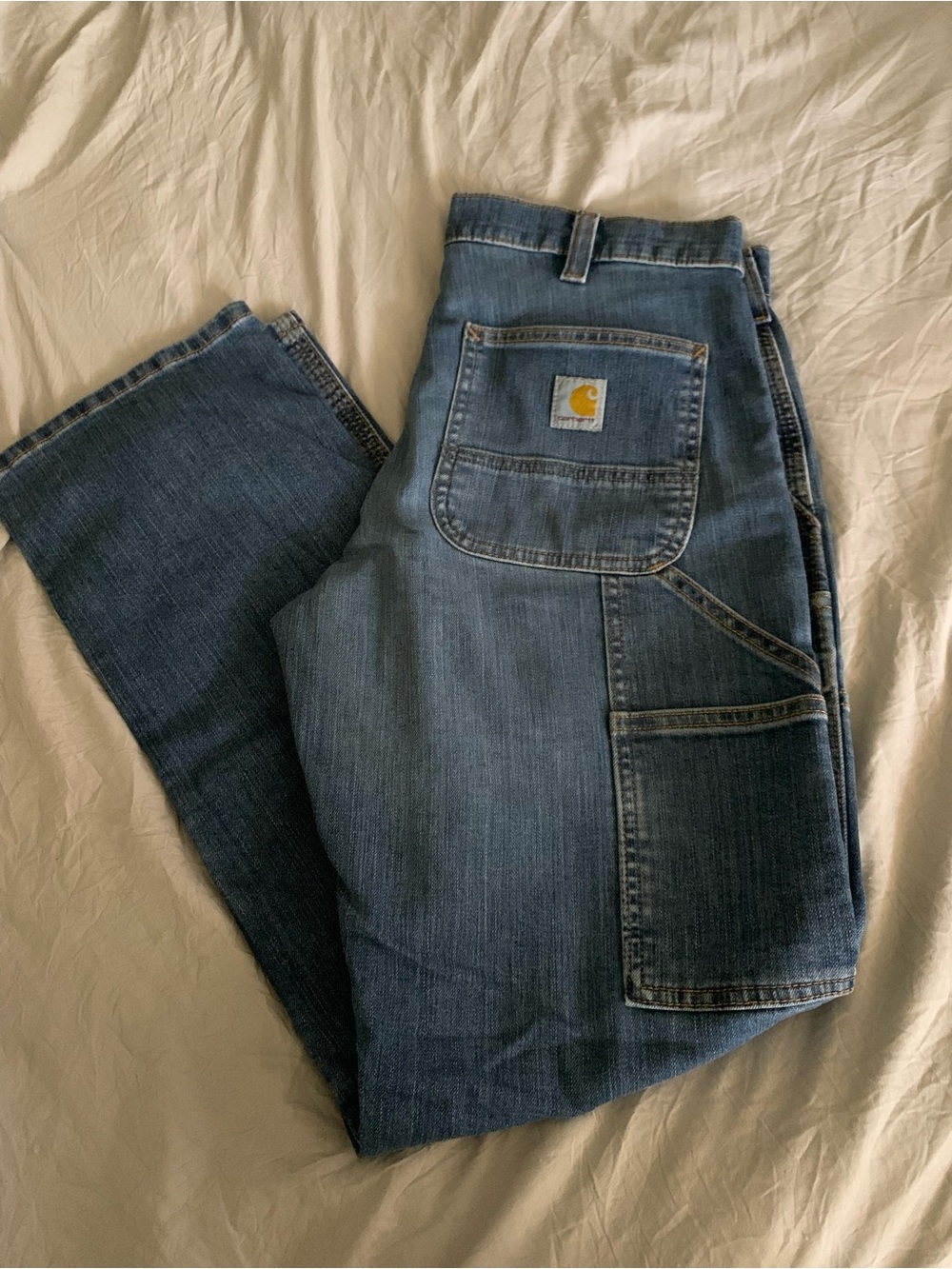 Carhartt Blue Denim Work Carpenter Jeans with Logo Patch 30x30